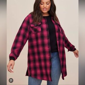 Torrid Pink Plaid Shacket Size 4 NWT